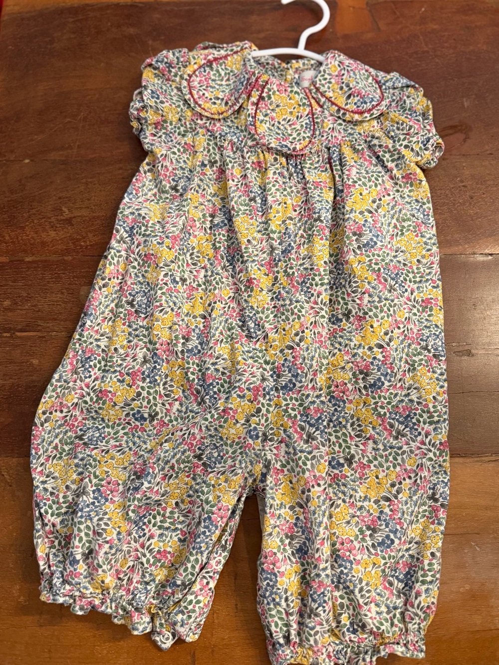 Sophie and Lucas Floral Ruffle Collar Baby Romper - Pink, Yellow & Blue